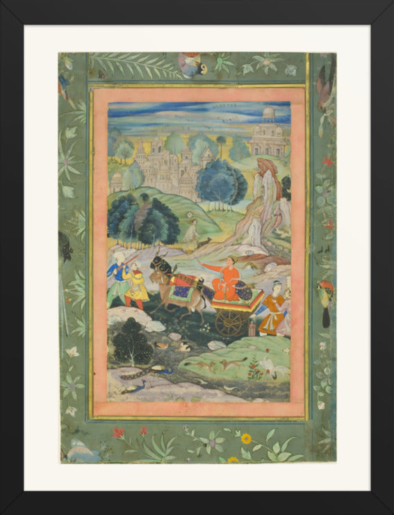 A Prince in a Goat-Drawn Chariot — Restored Mughal Wall Art — view 11