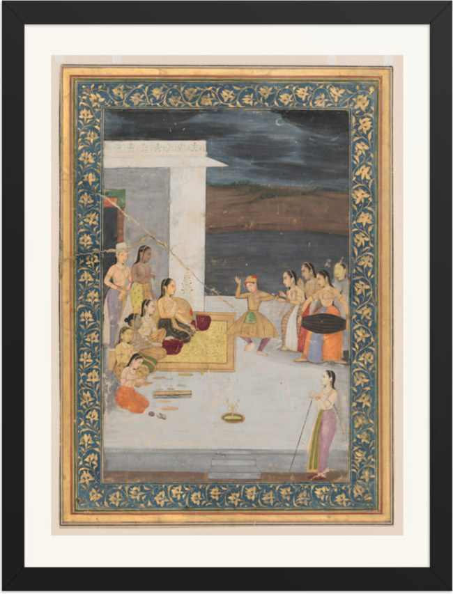 A Princess Entertained at Night — Restored Mughal Wall Art — view 9
