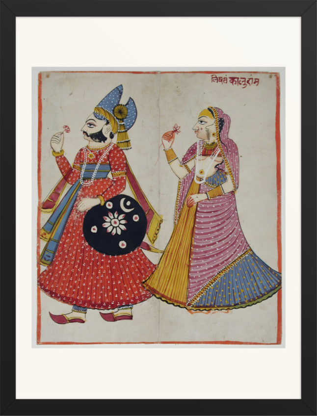 A Raja and His Rani — Restored Rajput Wall Art — view 9