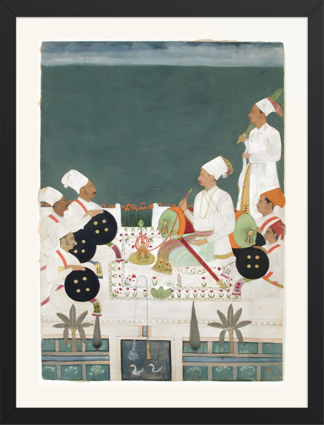 A Rathore Chief with His Kinsmen — Restored Rajput Wall Art — view 9