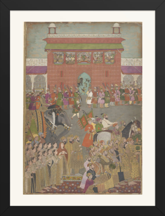 A Royal Procession with Musicians — Restored Mughal Wall Art — view 11