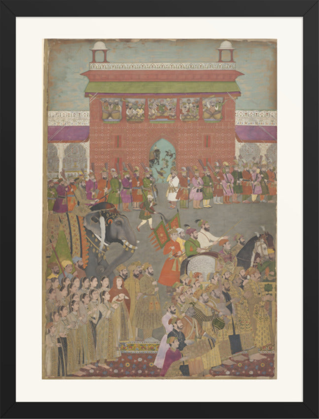 A Royal Procession with Musicians — Restored Mughal Wall Art — view 12