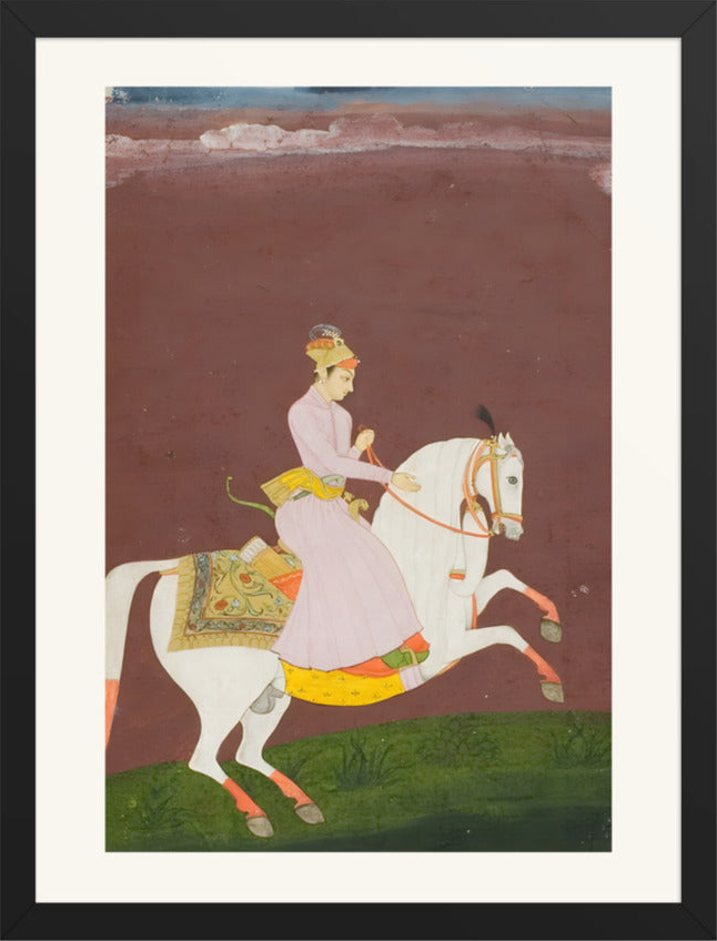 A Young Prince on Horseback — Restored Rajput Wall Art — view 9