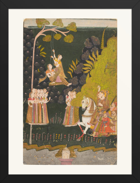 Maharaja Abhai Singh at the Teej Festival — Restored Rajput Wall Art — view 8