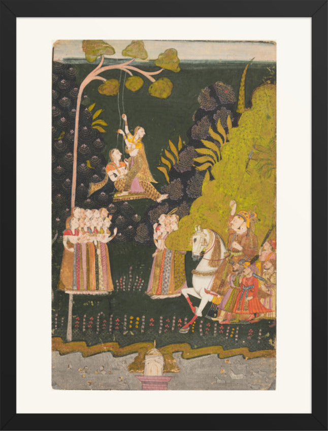 Maharaja Abhai Singh at the Teej Festival — Restored Rajput Wall Art — view 9