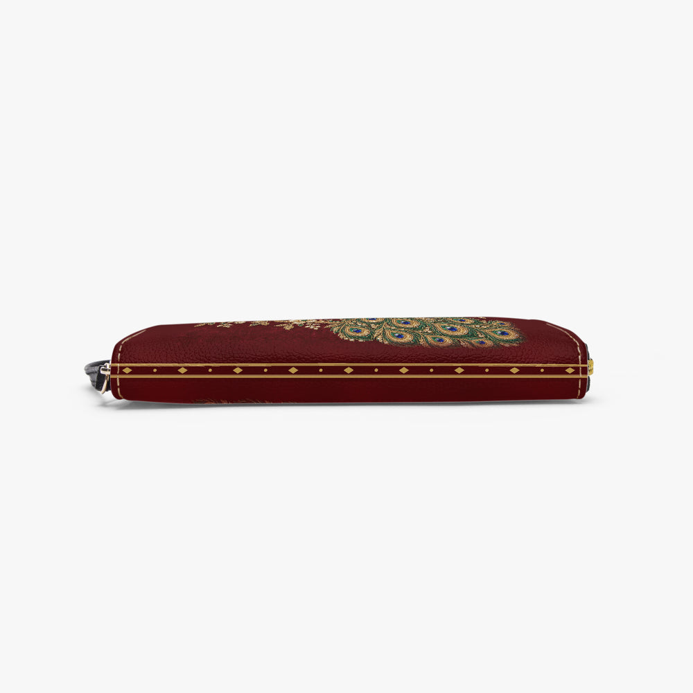 Zardozi Peacock — Maroon & Gold Wristlet Clutch Wallet — view 6
