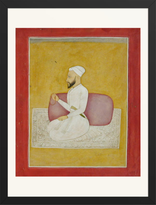 Adina Beg Khan at His Prayer Beads — Restored Mughal Wall Art — view 9