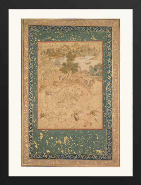 Akbar Supervising the Capture of Wild Elephants, from an Akbar-nama — Restored Mughal Wall Art — view 8