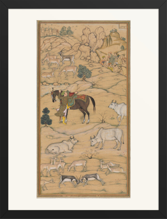 Akbar Mounting His Horse, by Sur Das Gujarati, from an Akbar-nama — Restored Mughal Wall Art — view 9