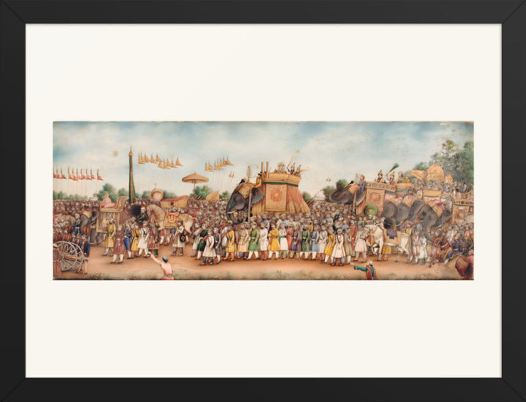Akbar Shah II Rides an Elephant in Procession — Restored Mughal Wall Art — view 11