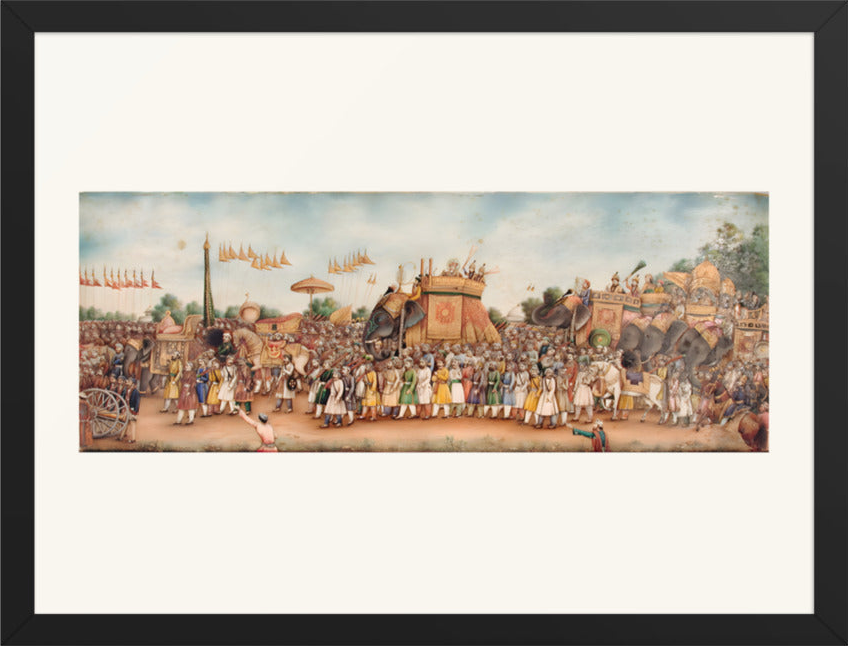 Akbar Shah II Rides an Elephant in Procession — Restored Mughal Wall Art — view 12