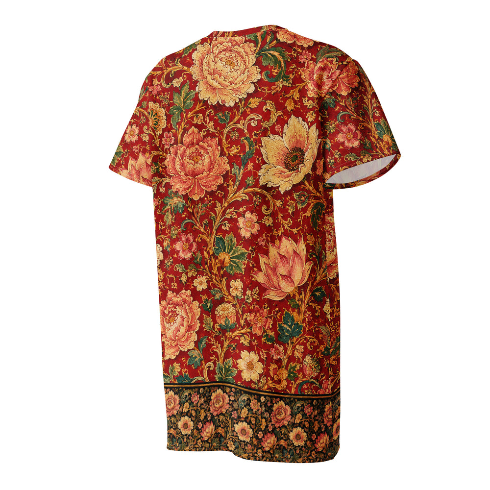 Gulshan Crimson — Mughal Floral T-Shirt Dress — view 2