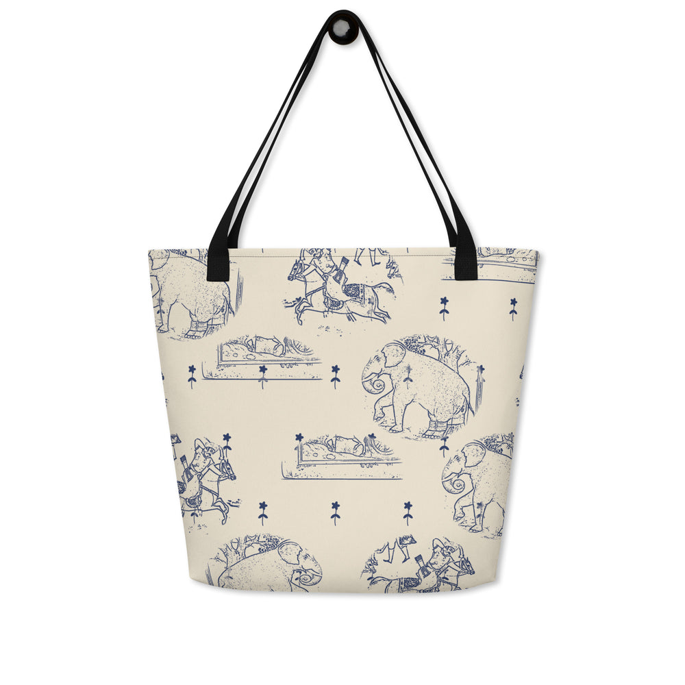 Mughal Toile — Akbarnama Tote Bag, Navy — view 2