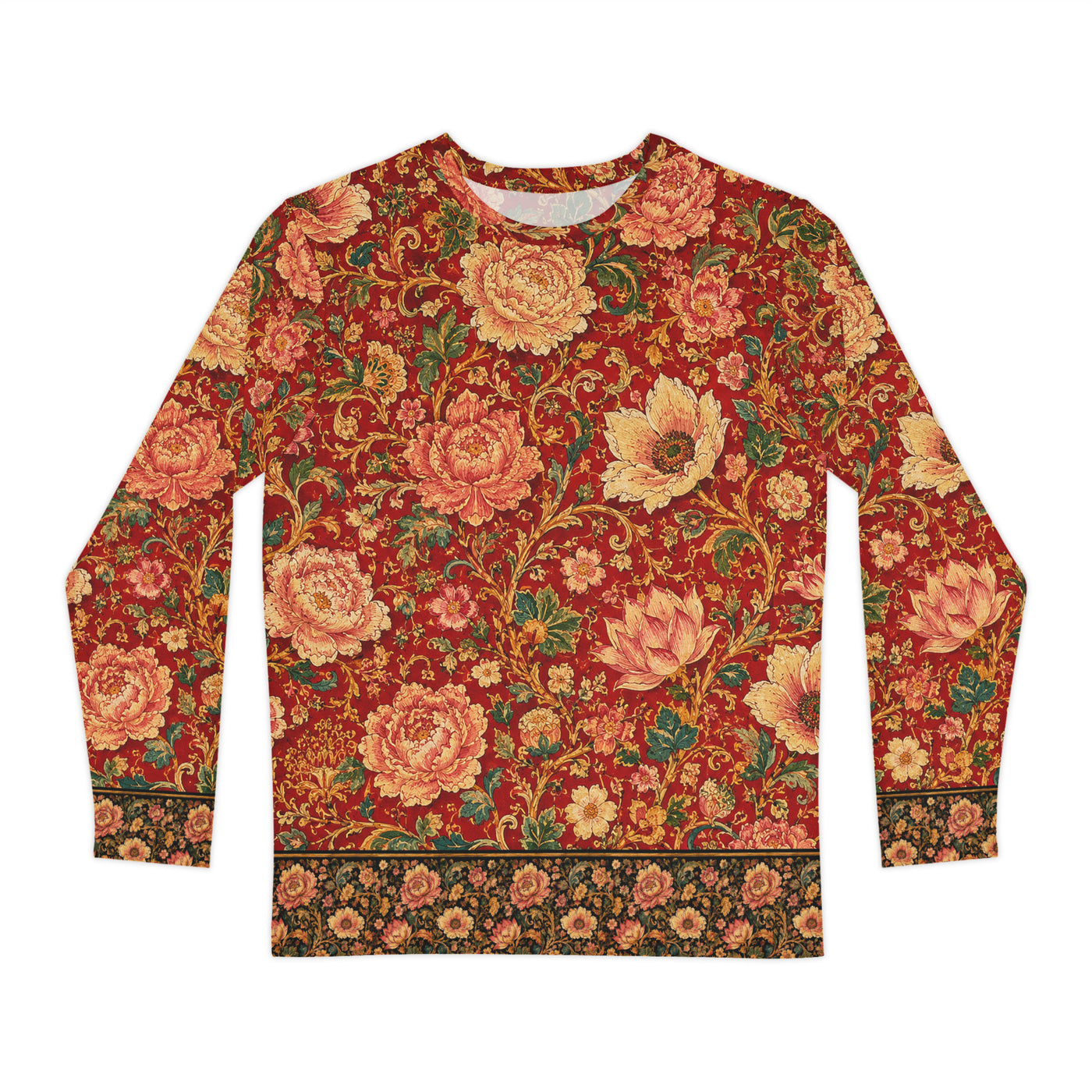 Gulshan Crimson — Mughal Floral Long Sleeve Shirt — view 2