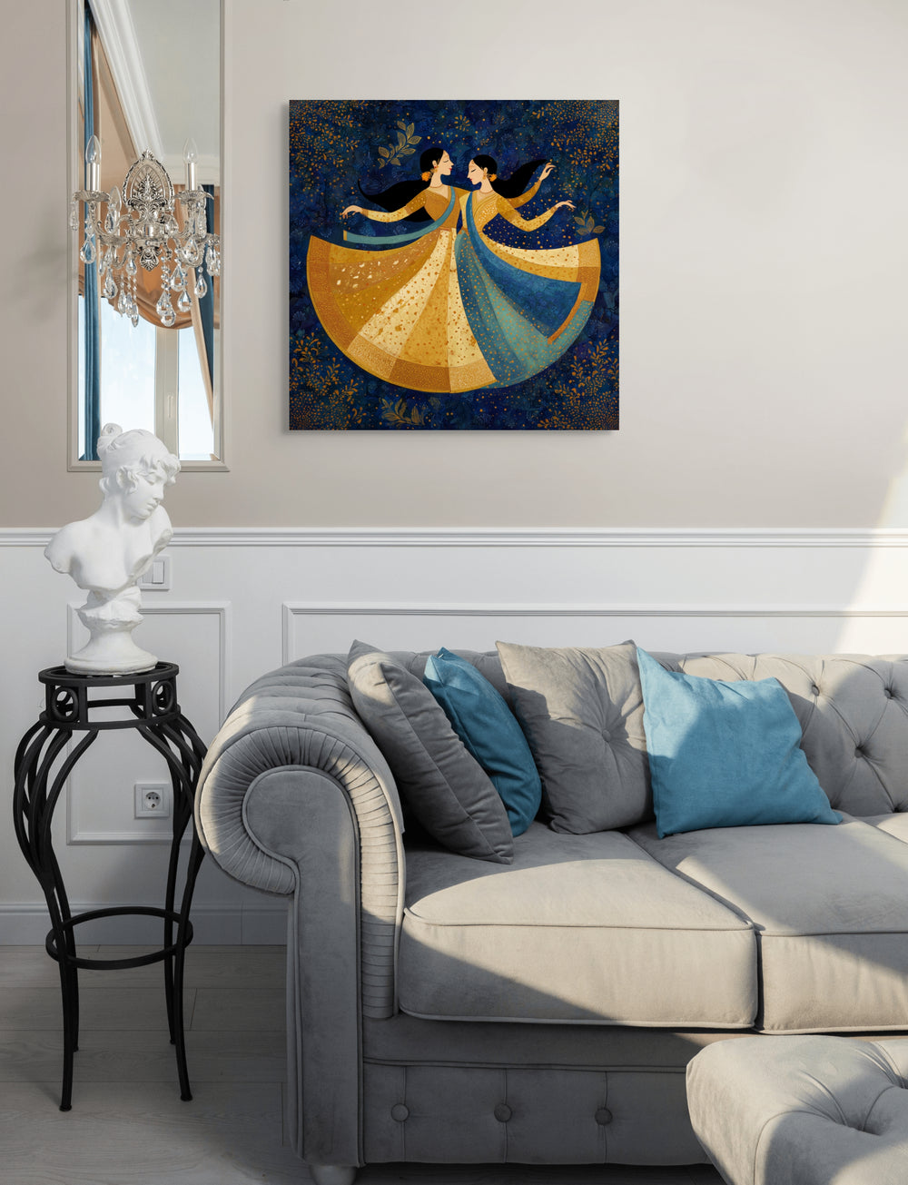Golden Waltz – Mughal-Inspired Dance Canvas — view 12