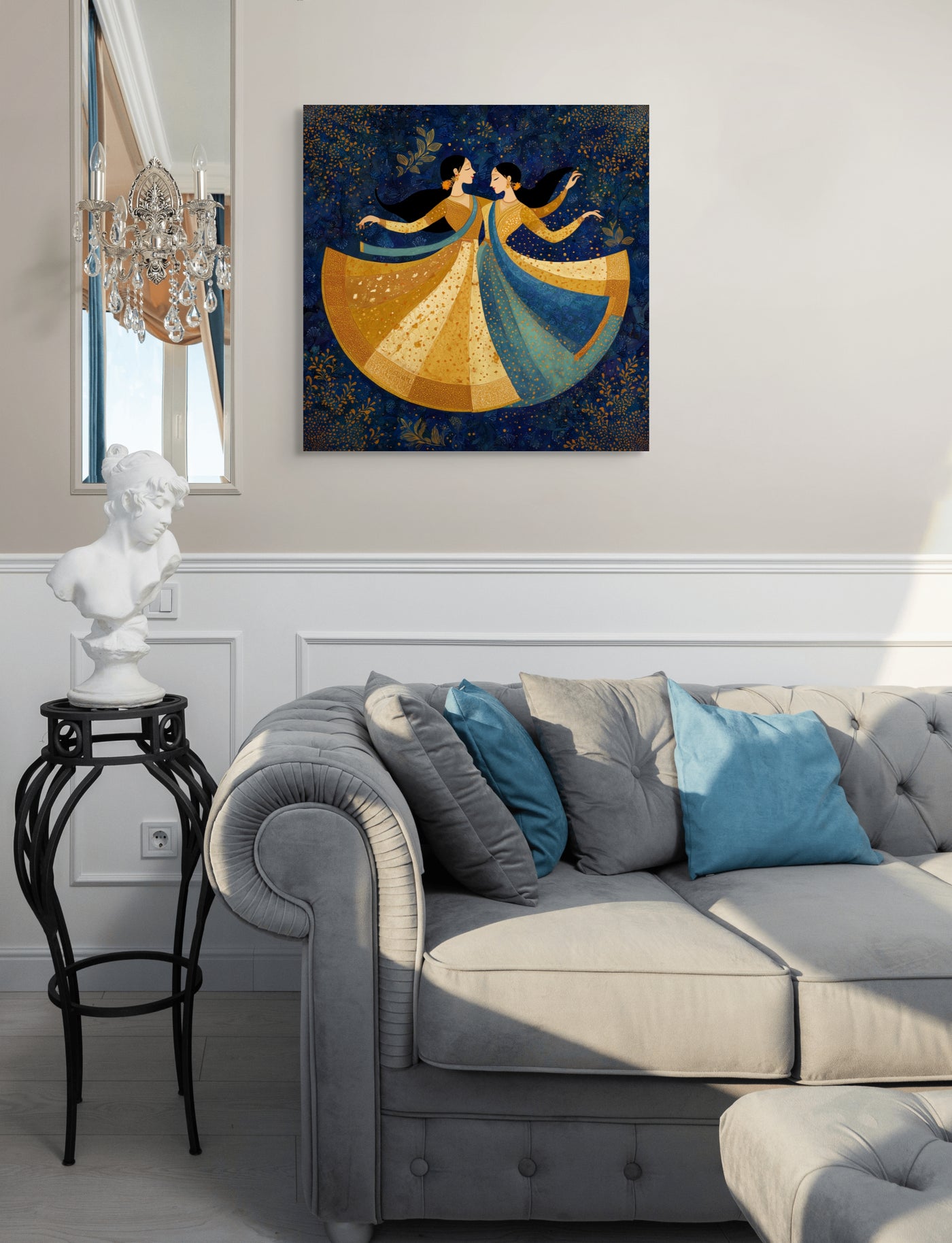 Golden Waltz – Mughal-Inspired Dance Canvas — view 12