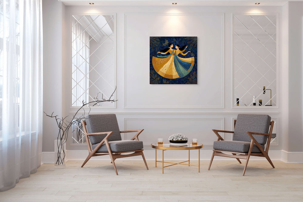 Golden Waltz – Mughal-Inspired Dance Canvas — view 10