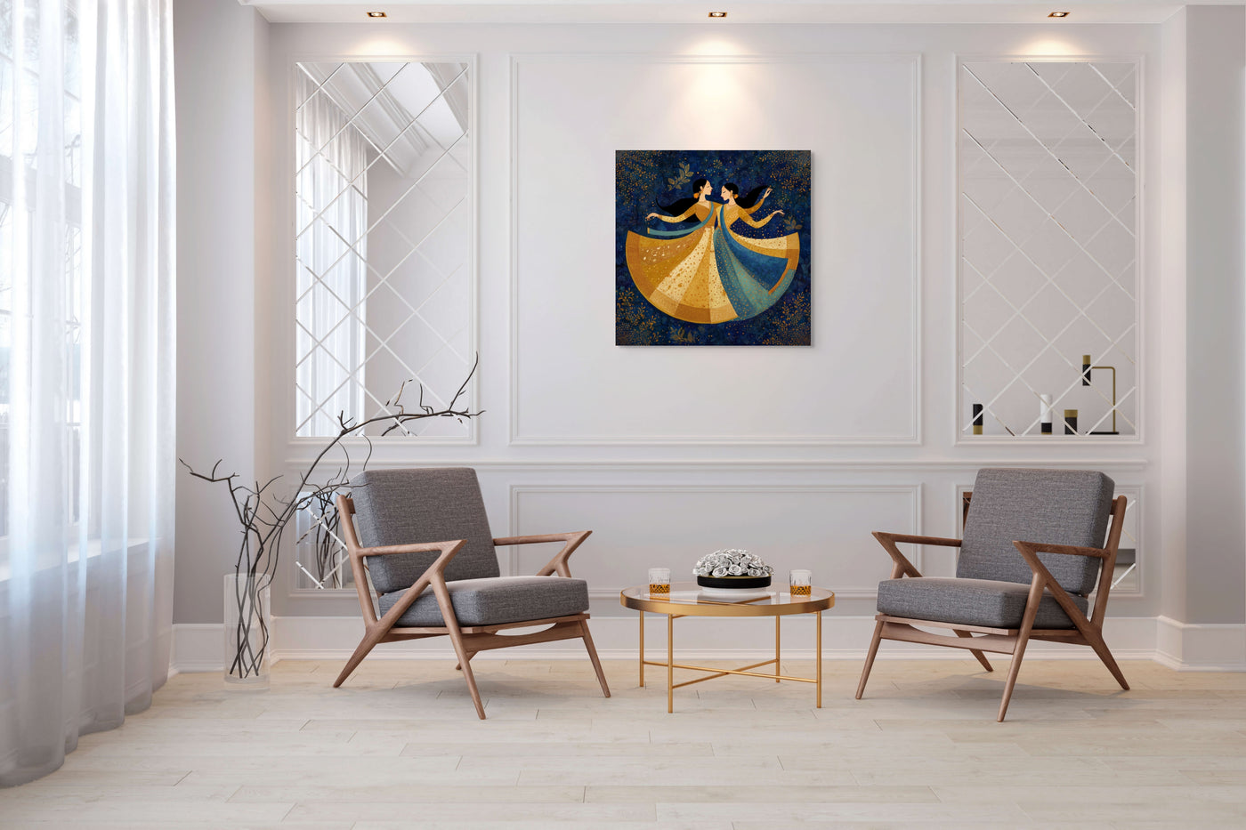 Golden Waltz – Mughal-Inspired Dance Canvas — view 10