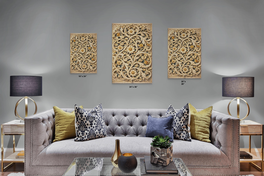 Arabesque Floral Jaali – Mughal Sculptural Canvas Art — view 5