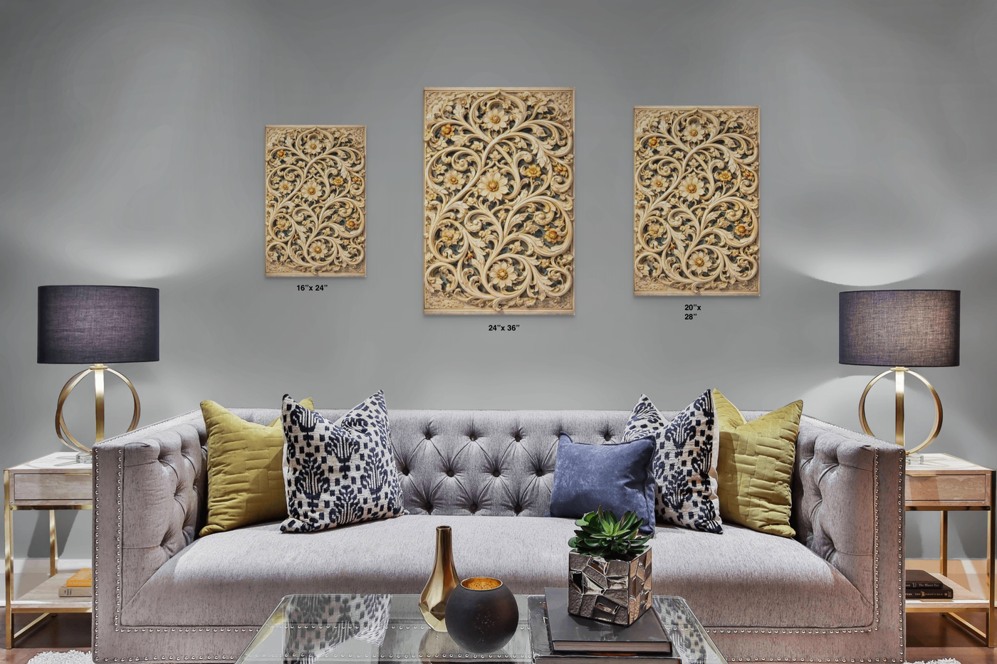Arabesque Floral Jaali – Mughal Sculptural Canvas Art — view 5