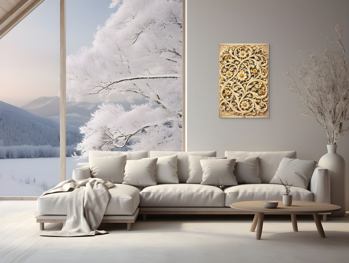 Arabesque Floral Jaali – Mughal Sculptural Canvas Art — view 10