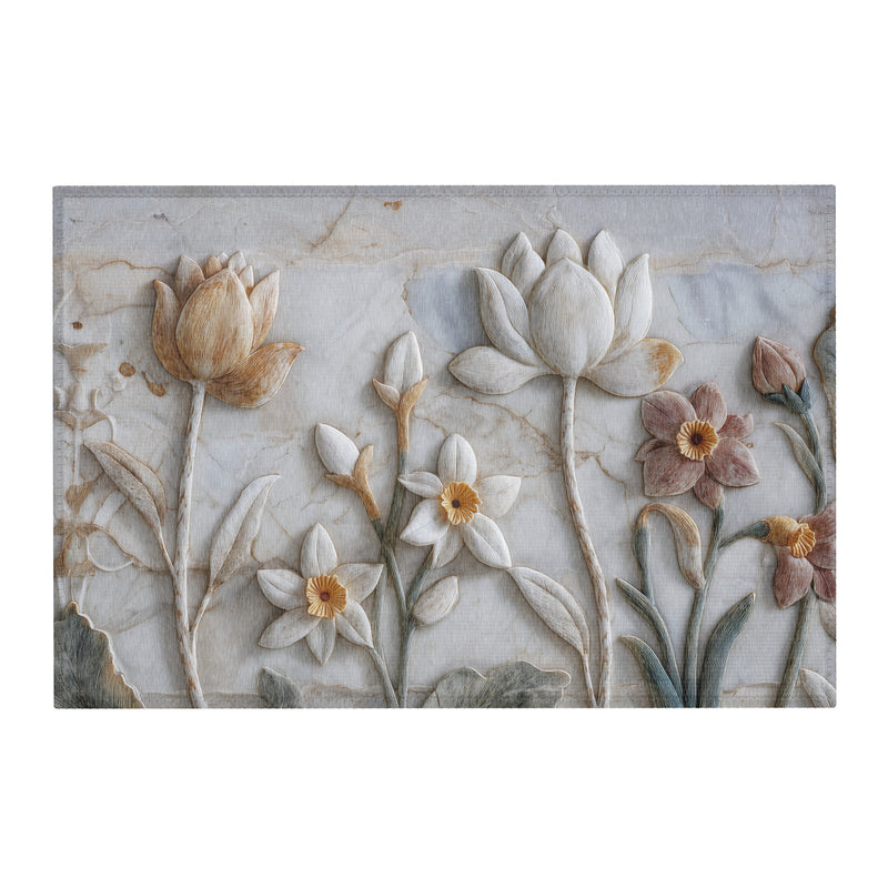 3D Floral Relief Area Rug