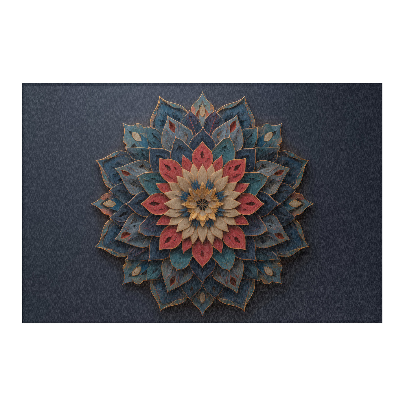 Blue Mandala Floral Area Rug – Boho Chenille Rug — view 2