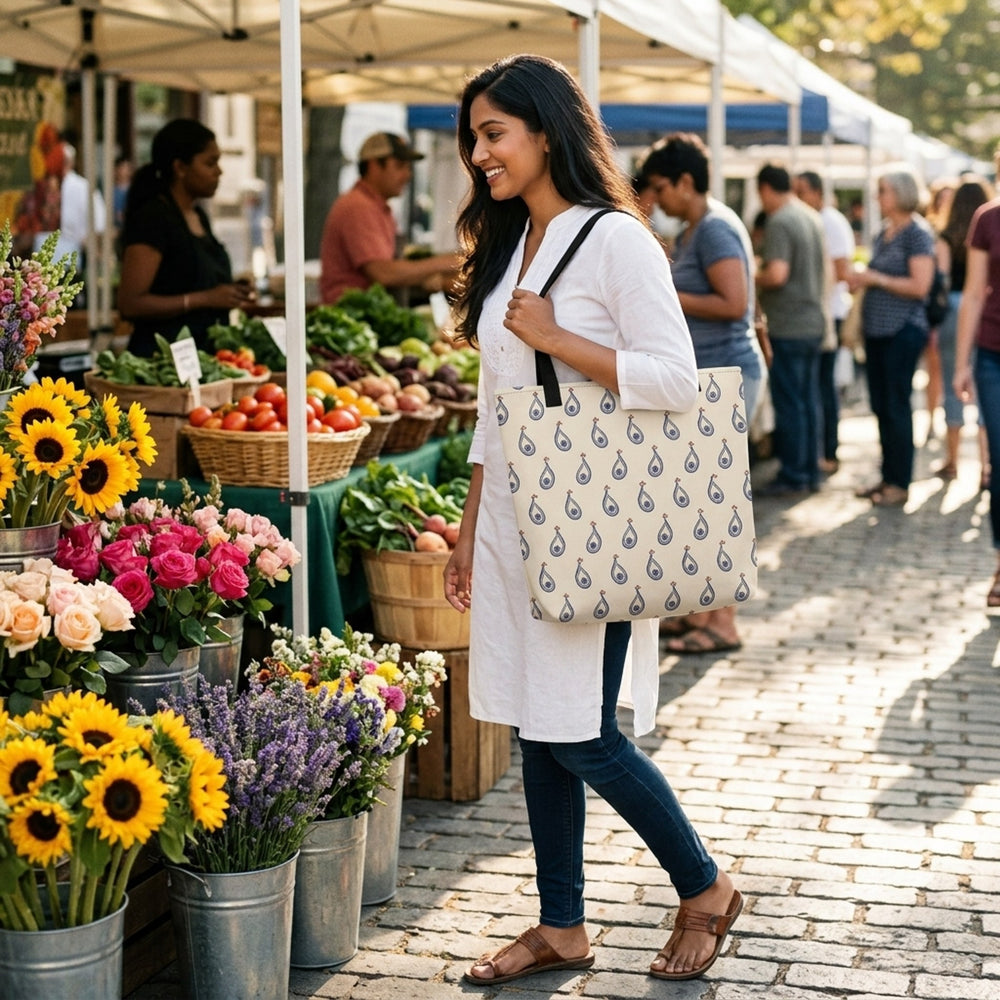 Block-Print Buta — Indigo Paisley Tote Bag — view 3