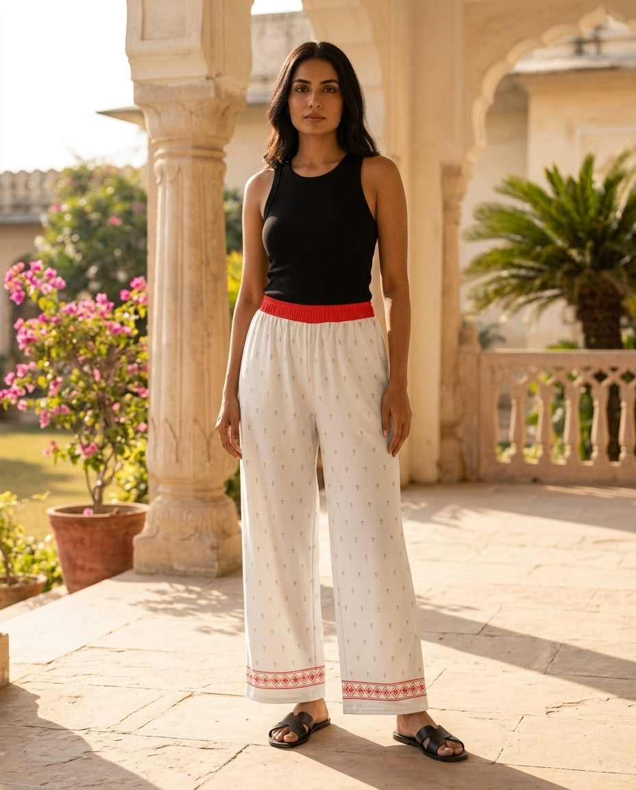 Buti — Mughal Sprig Print Wide-Leg Trousers — view 5