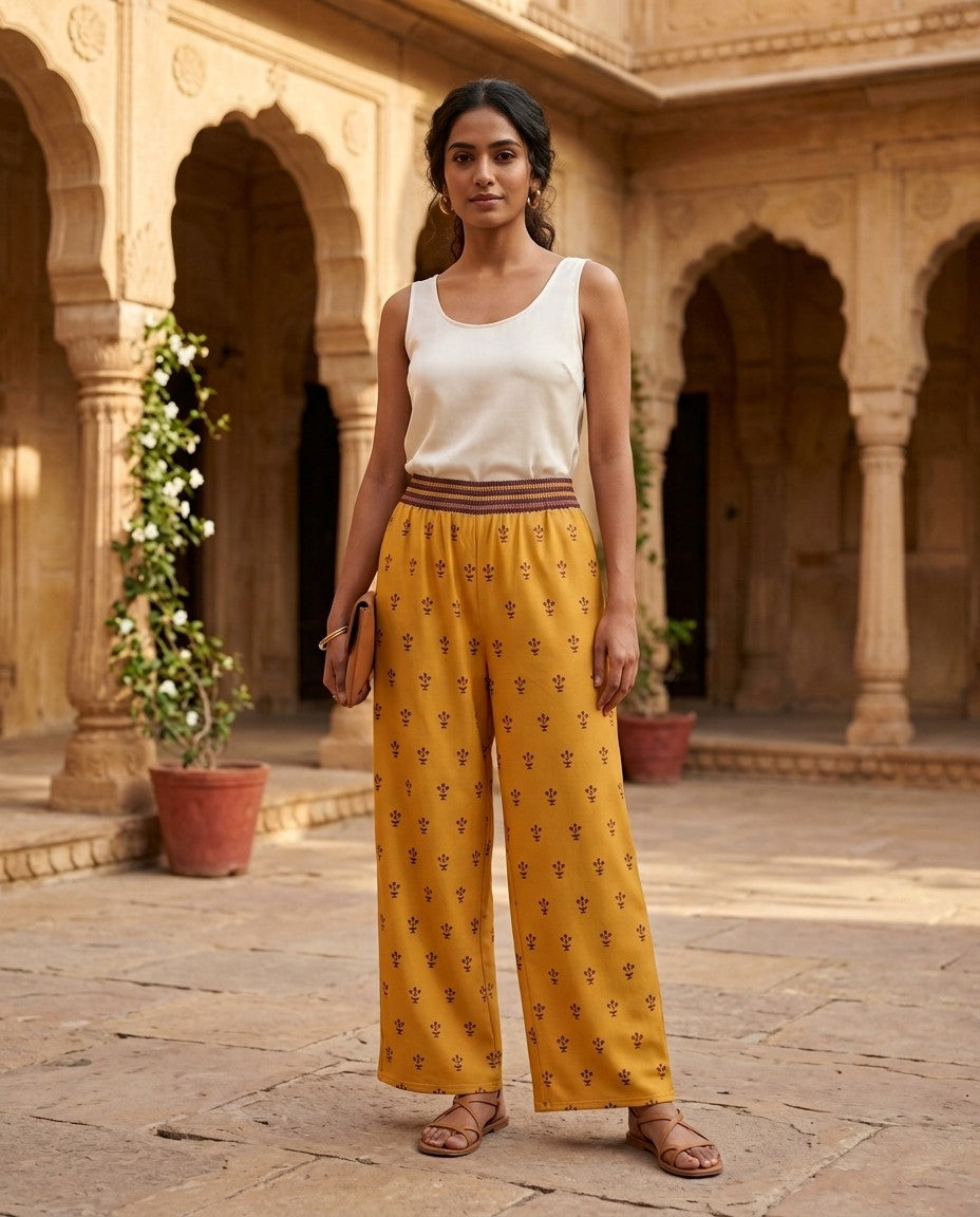 Buti — Mughal Sprig Print Wide-Leg Trousers — view 10