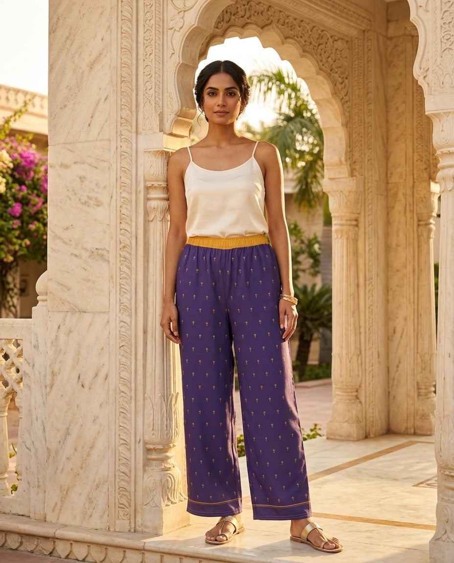 Buti — Mughal Sprig Print Wide-Leg Trousers — view 3