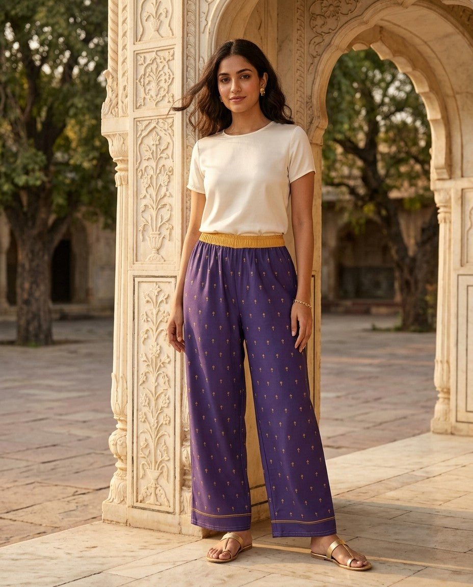 Buti — Mughal Sprig Print Wide-Leg Trousers — view 4