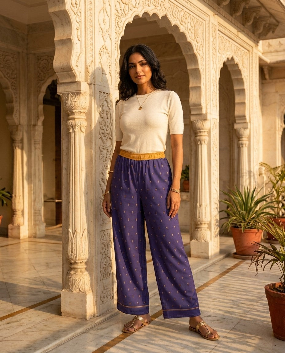 Buti — Mughal Sprig Print Wide-Leg Trousers — view 14