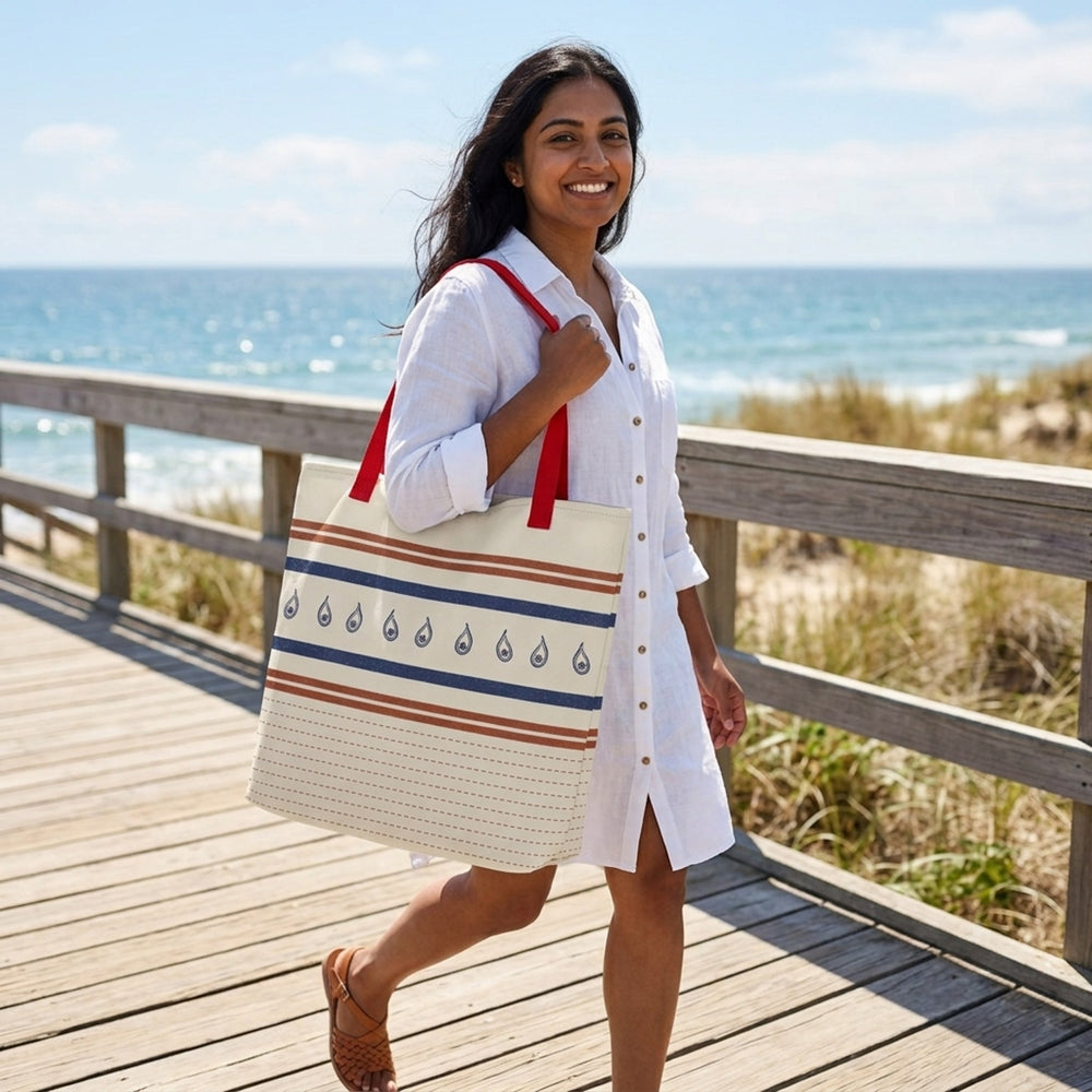Dhurrie Stripe — Kantha Buta Tote Bag — view 2