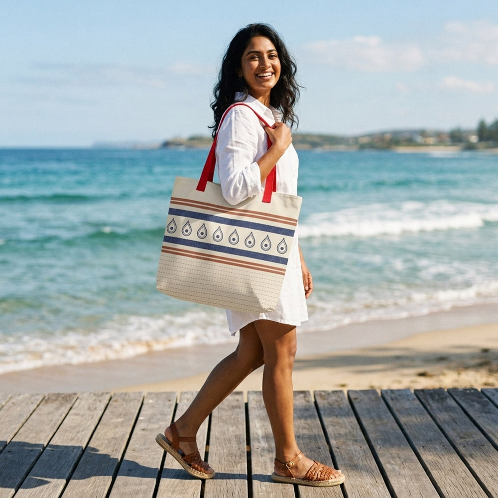 Dhurrie Stripe — Kantha Buta Tote Bag — view 3