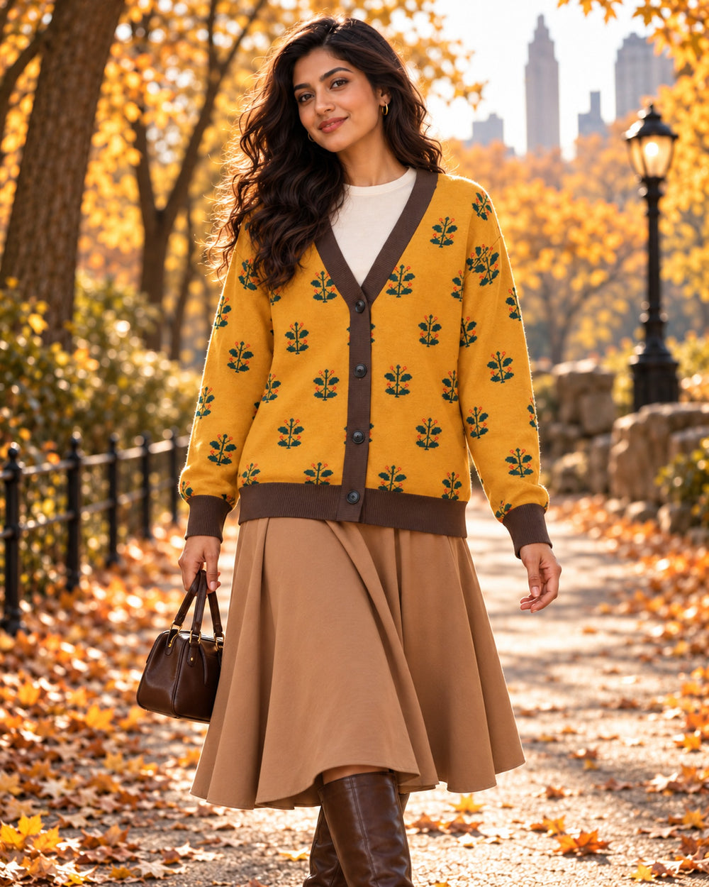 Gold Coat — Mughal Garden Jacquard Knit Cardigan — view 5