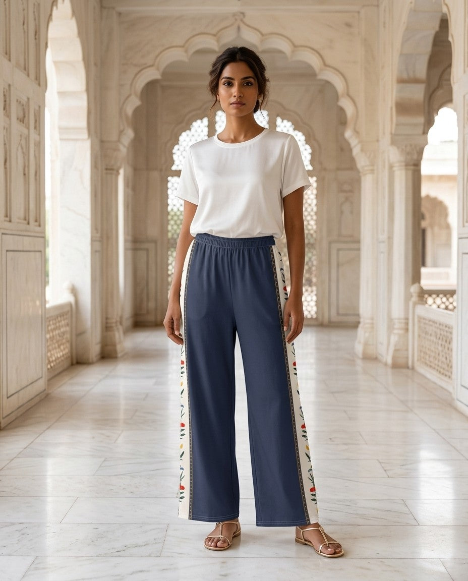 Hashiya — Flower Border Wide-Leg Trousers — view 2