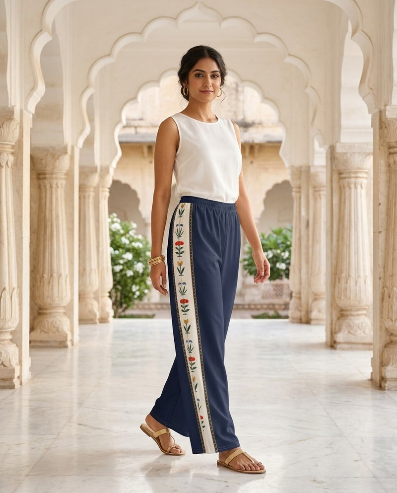 Hashiya — Flower Border Wide-Leg Trousers