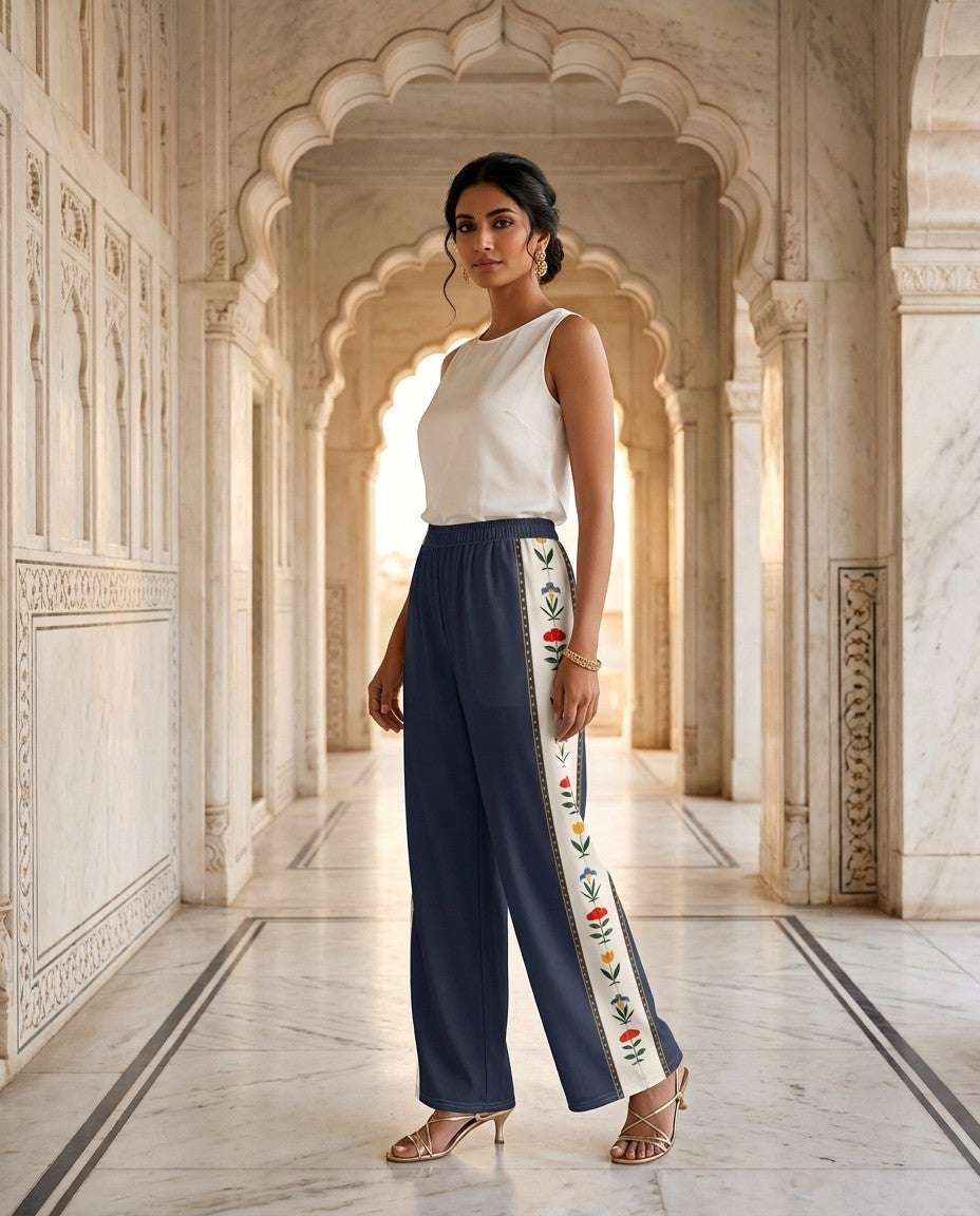 Hashiya — Flower Border Wide-Leg Trousers — view 3
