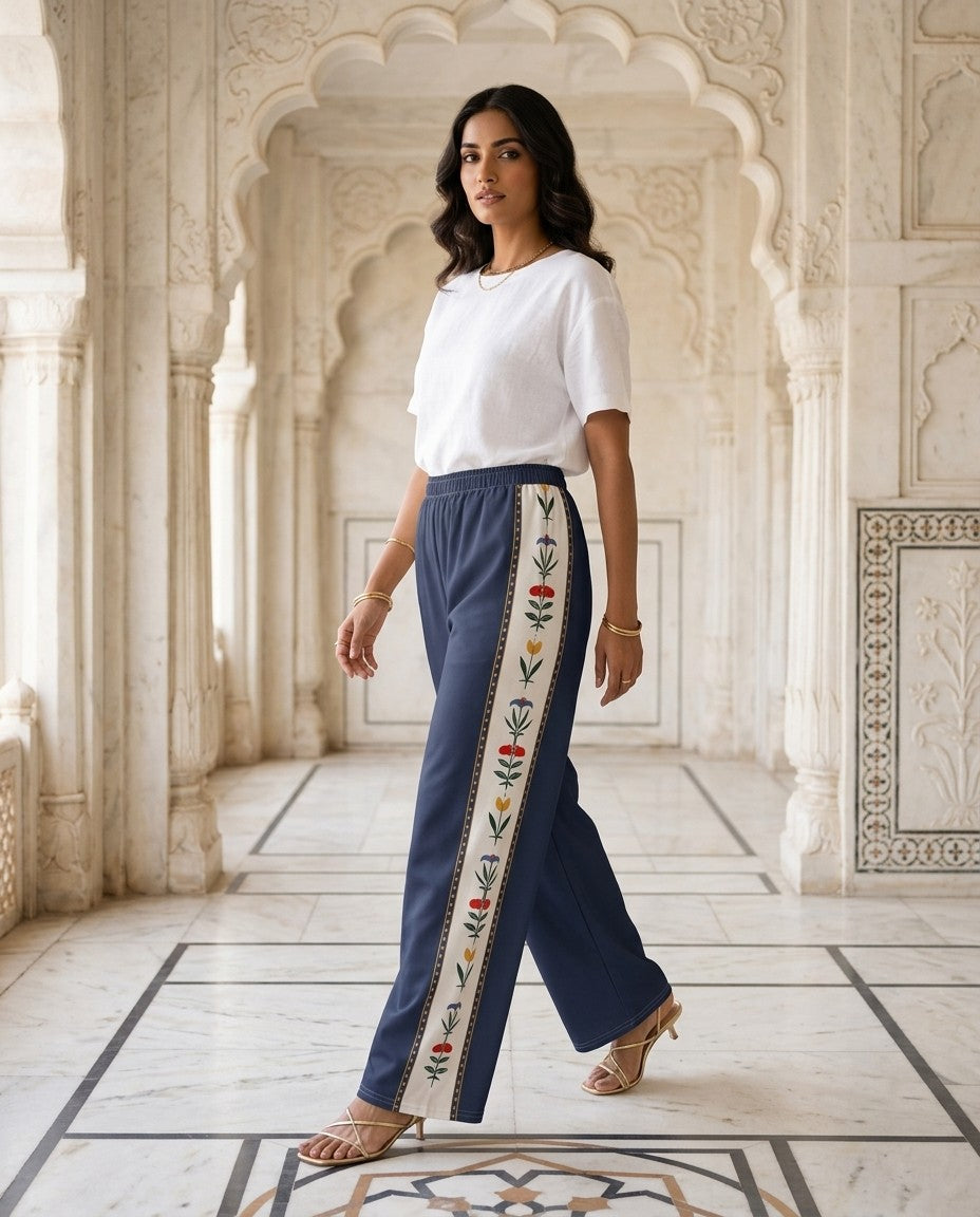 Hashiya — Flower Border Wide-Leg Trousers — view 4