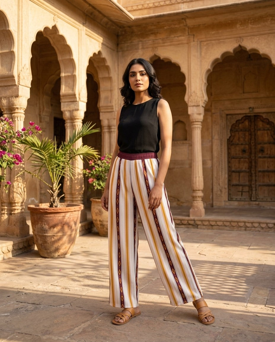 Mashru — Ikat Stripe Wide-Leg Trousers — view 2