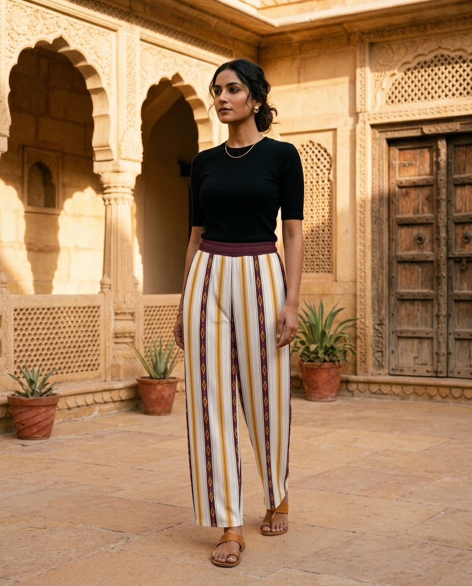 Mashru — Ikat Stripe Wide-Leg Trousers — view 4