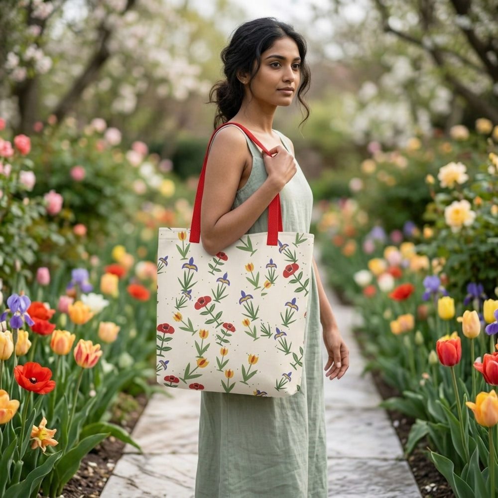 Mughal Flora — Poppy, Tulip & Iris Tote Bag — view 2