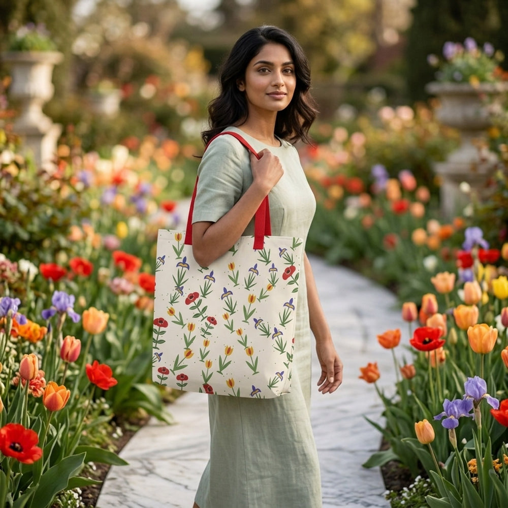 Mughal Flora — Poppy, Tulip & Iris Tote Bag — view 3
