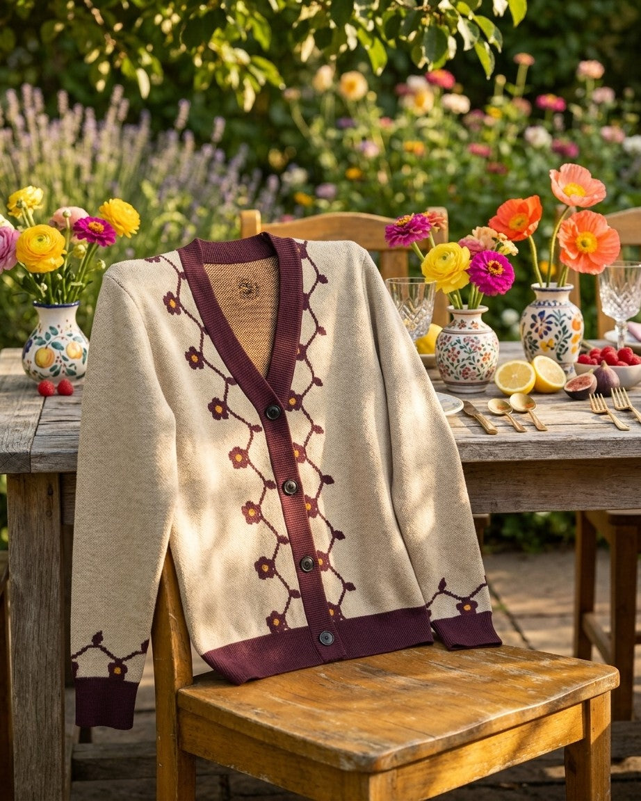 Pietra Dura — Mughal Vine Jacquard Knit Cardigan — view 7