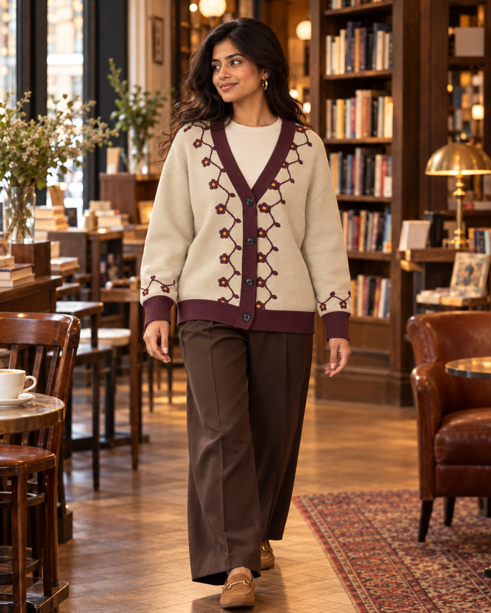 Pietra Dura — Mughal Vine Jacquard Knit Cardigan — view 2