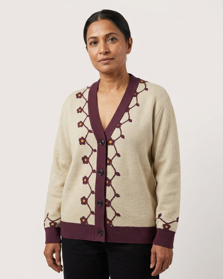 Pietra Dura — Mughal Vine Jacquard Knit Cardigan — view 4