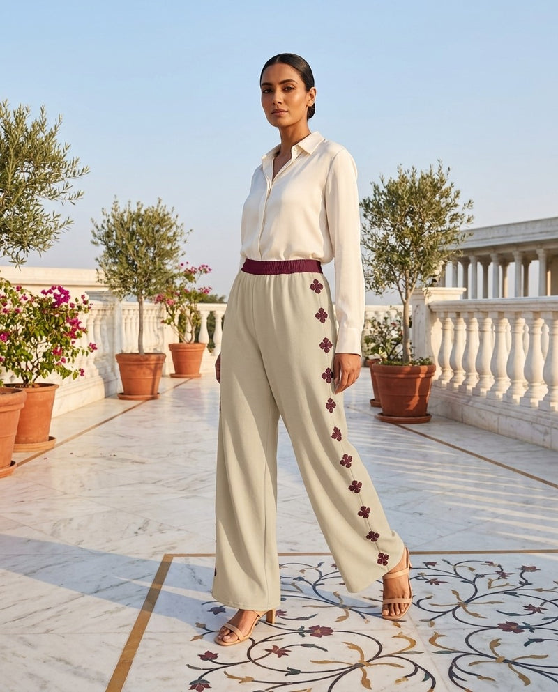Pietra Dura — Inlaid Vine Wide-Leg Trousers