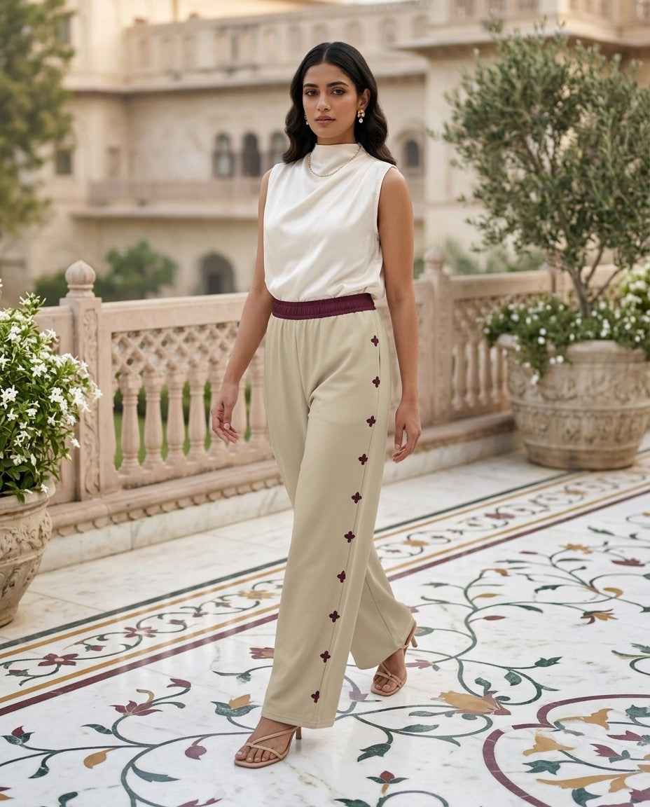 Pietra Dura — Inlaid Vine Wide-Leg Trousers — view 3