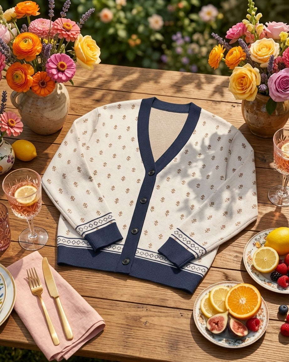 Shah Shuja — Ivory Buti Jacquard Knit Cardigan — view 13